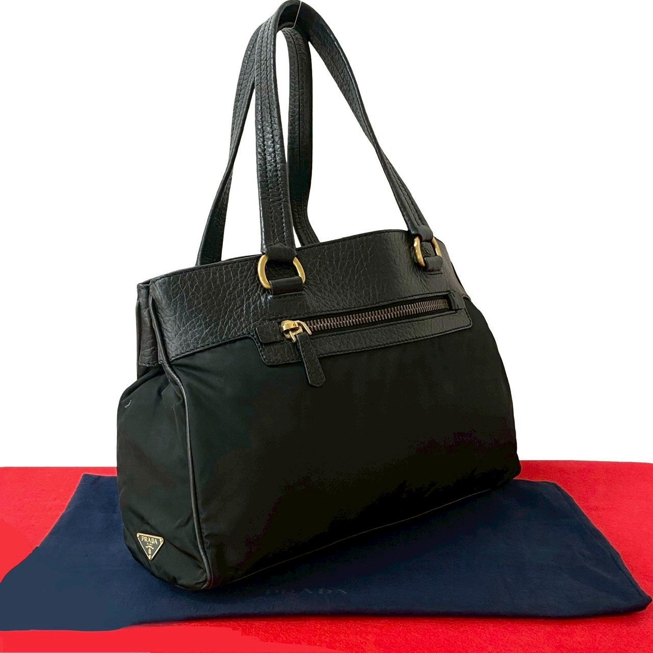 Prada Handbag Handbag Leather Nylon Travel Bag