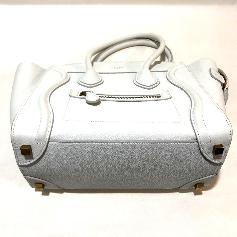 Off X Sky Tote Bag Micro Shopper Leather White