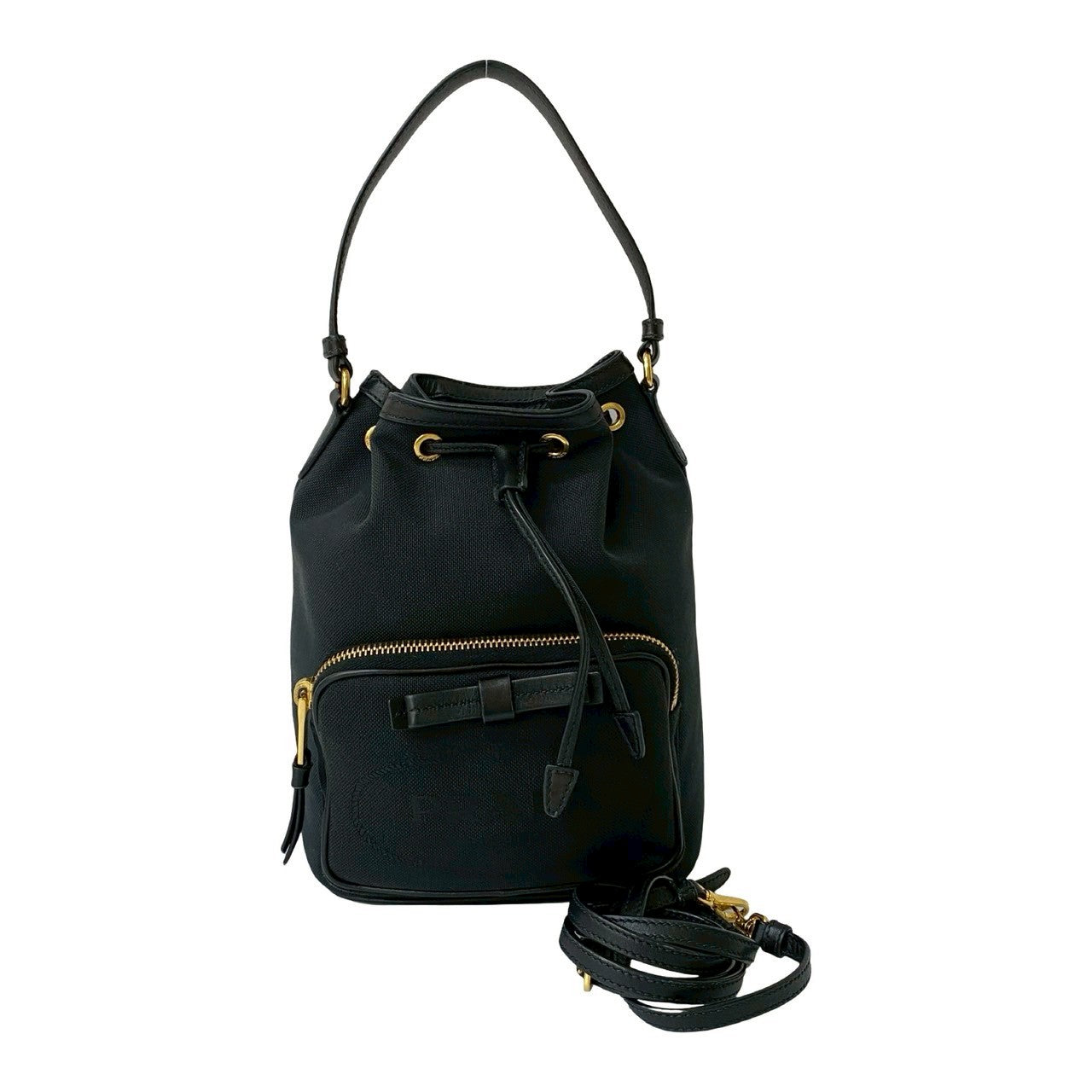 Prada Duet 2Way Bag Leather Canvas Travel Bag Leather 2Way Bag