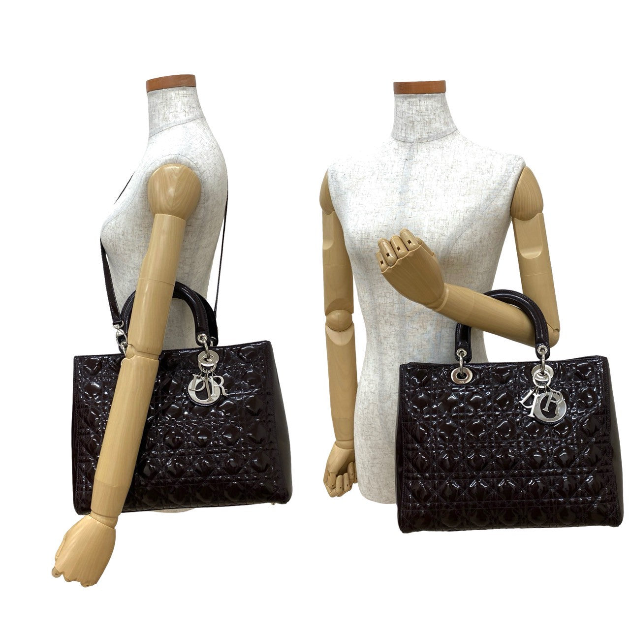 Dior Christian Lady 2Way Bag Leather Patent Travel Bag Leather 2Way Bag
