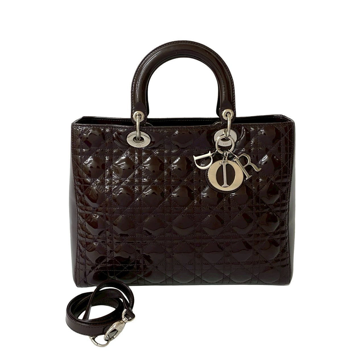 Dior Christian Lady 2Way Bag Leather Patent Travel Bag Leather 2Way Bag