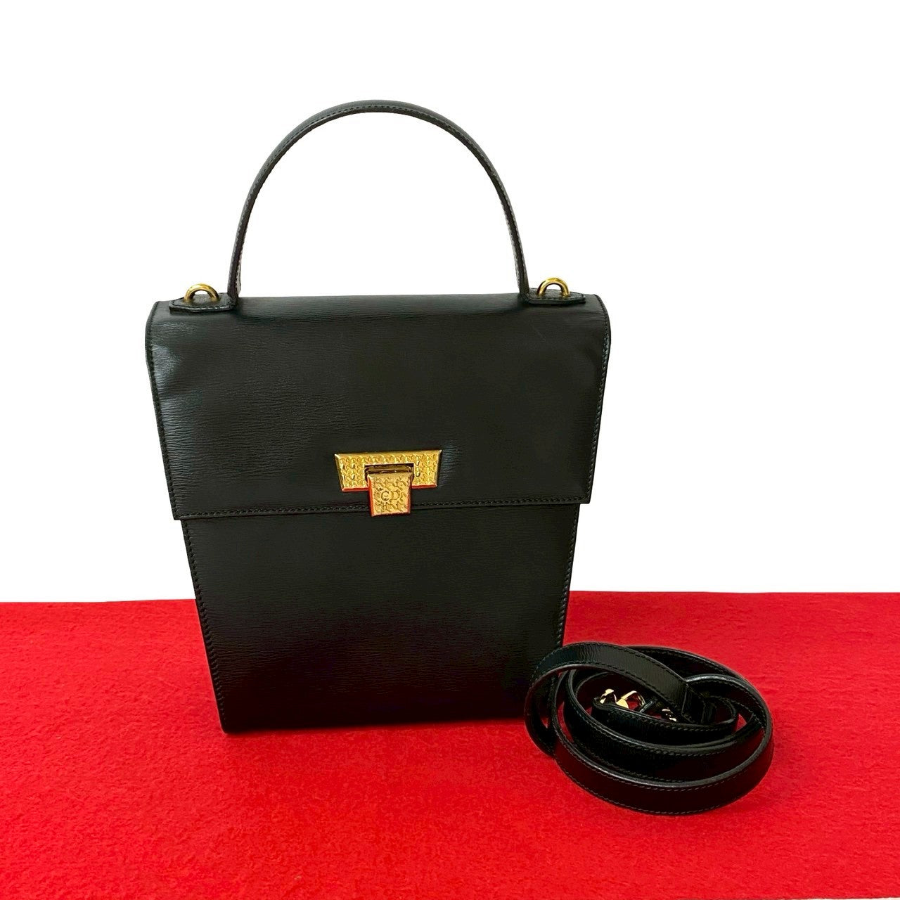 Dior Christian Cd 2Way Handbag Leather Logo Travel Bag
