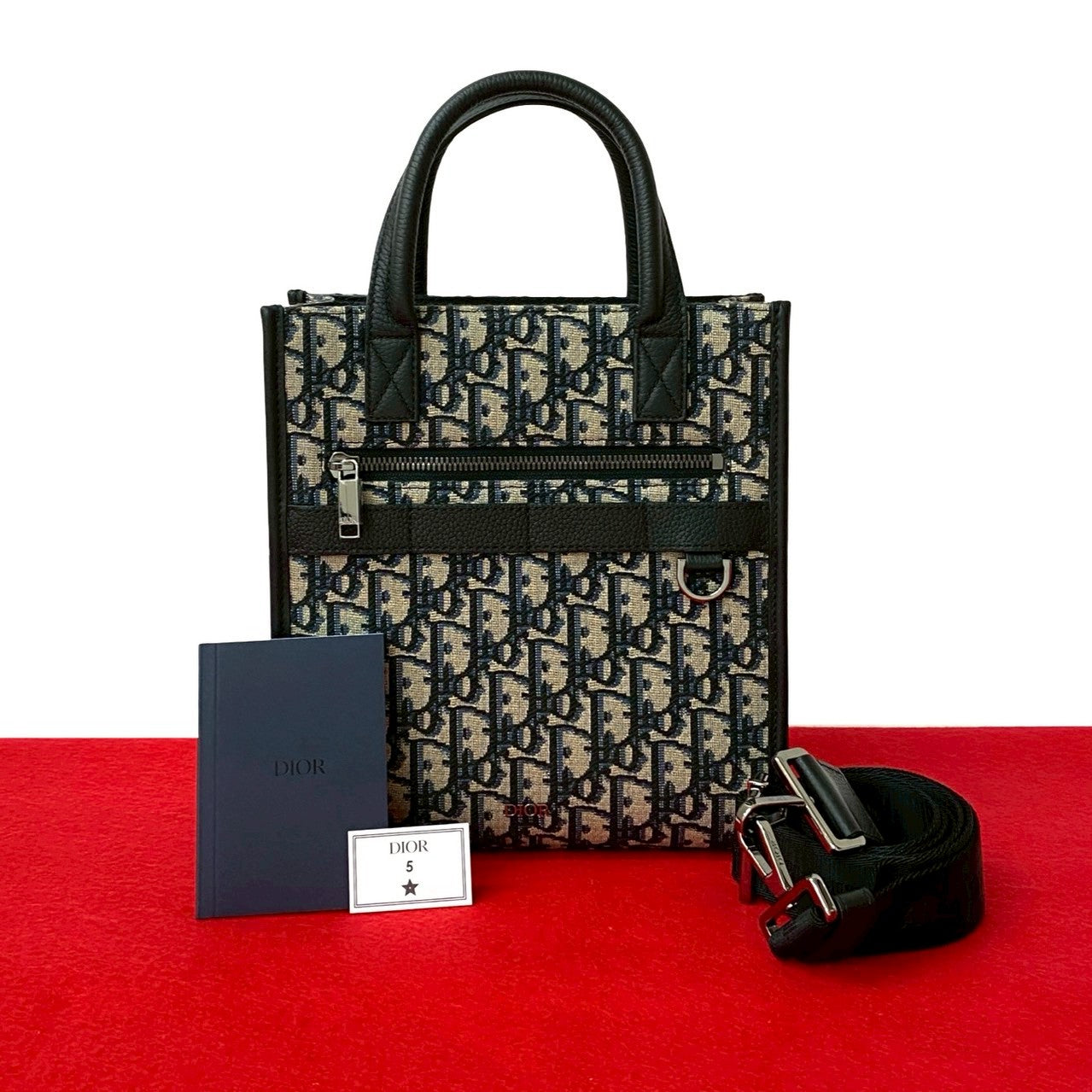 Dior Christian Oblique 2Way Handbag Leather Canvas Travel Bag