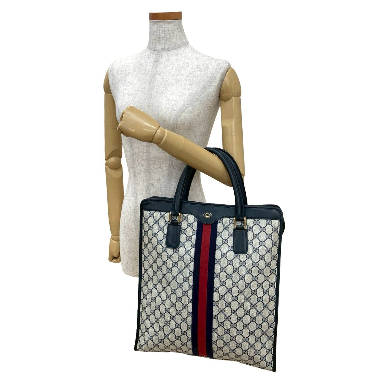 Gucci Pvc Handbag Leather Logo Travel Bag