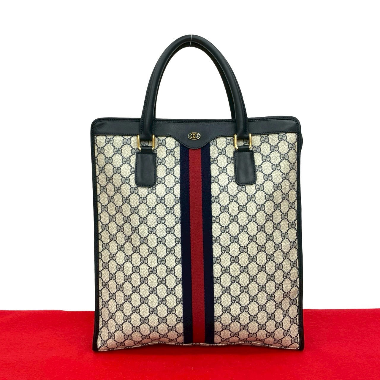 Gucci Pvc Handbag Leather Logo Travel Bag