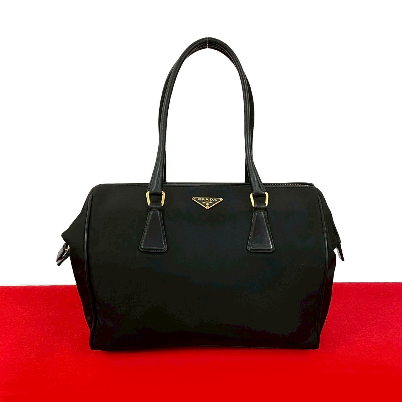 Prada Tessuto Handbag Leather Travel Bag