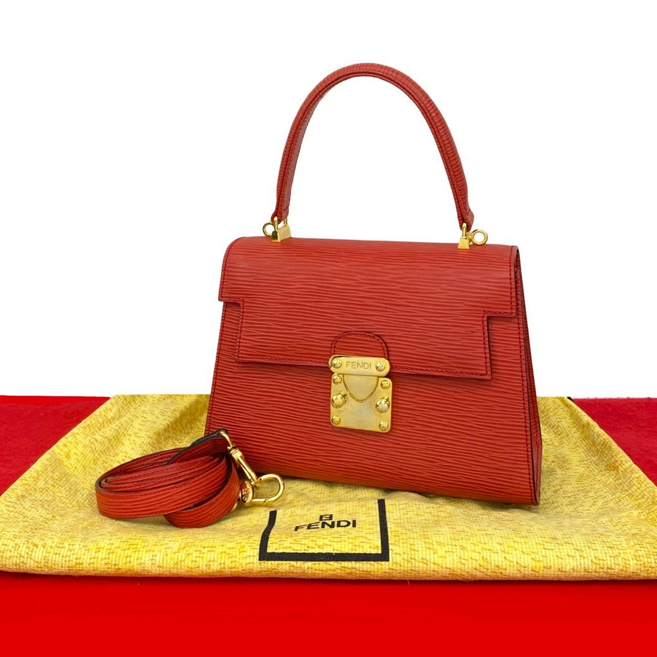 Fendi Epi 2Way Handbag Leather Travel Bag 2Way Handbag 1