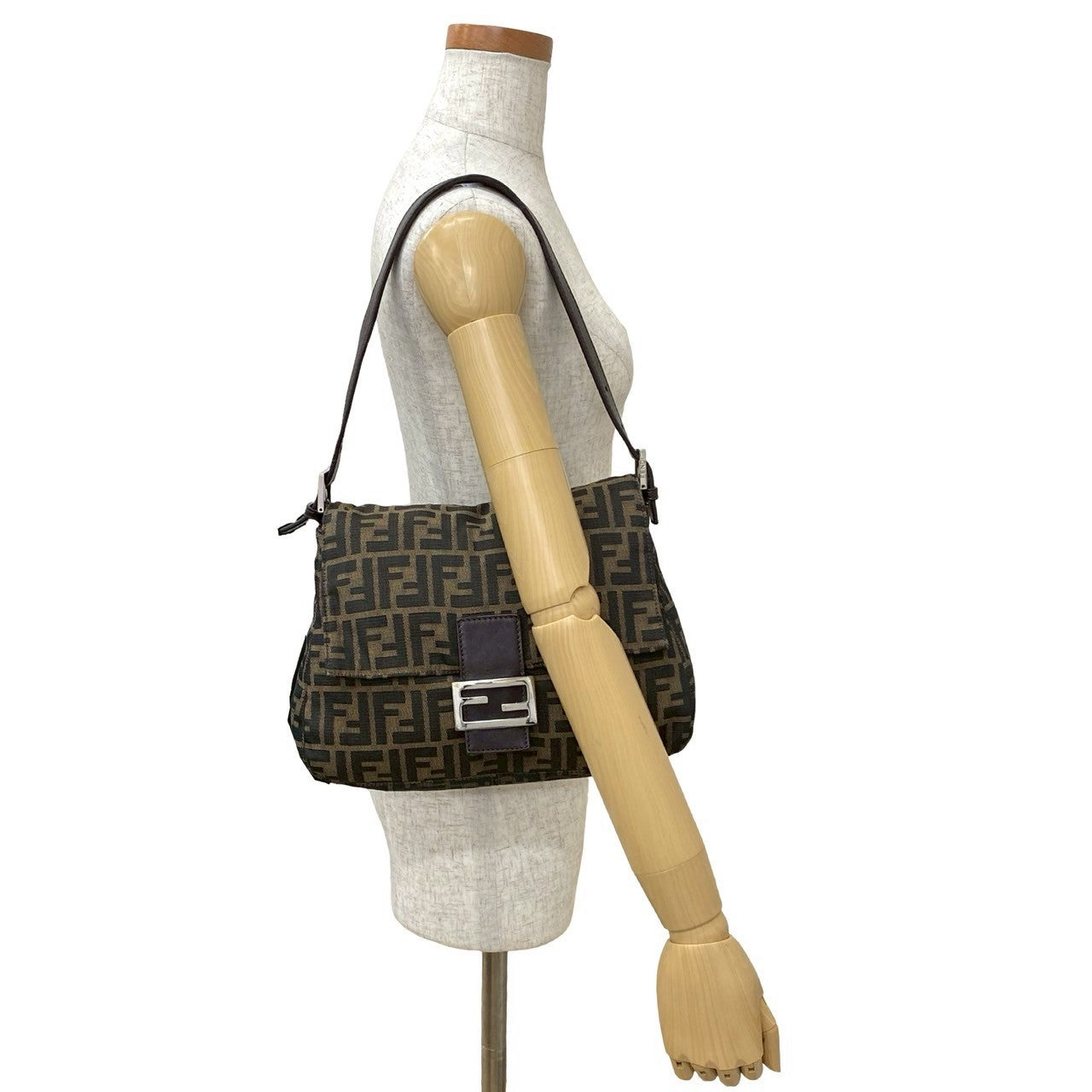 Fendi Zucca Ff Shoulder Bag Leather Canvas