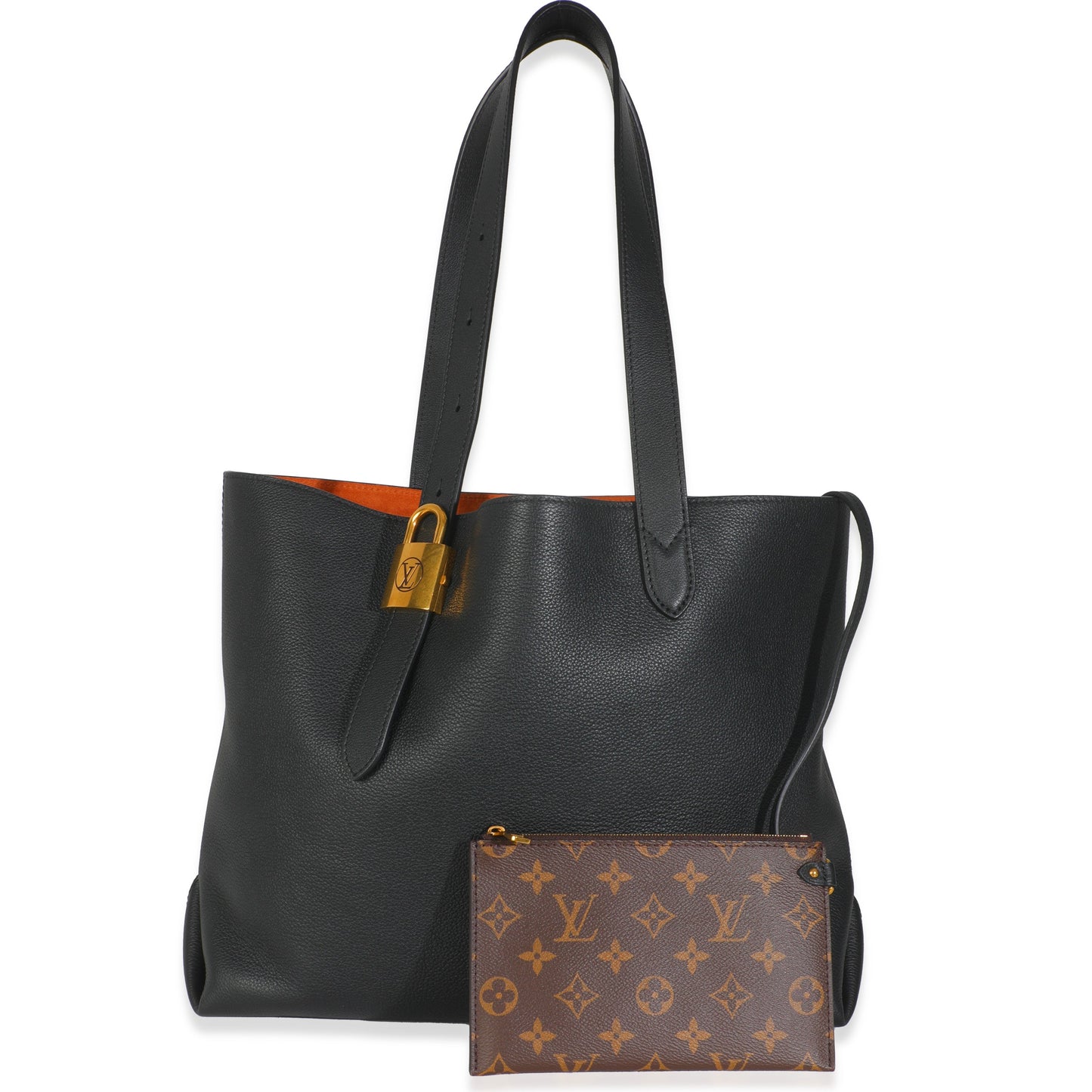 Louis Vuitton Grained Low Key Cabas MM Calfskin Black Handbag