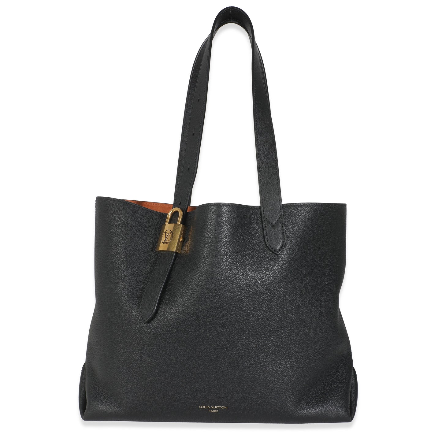 Louis Vuitton Grained Low Key Cabas MM Calfskin Black Handbag