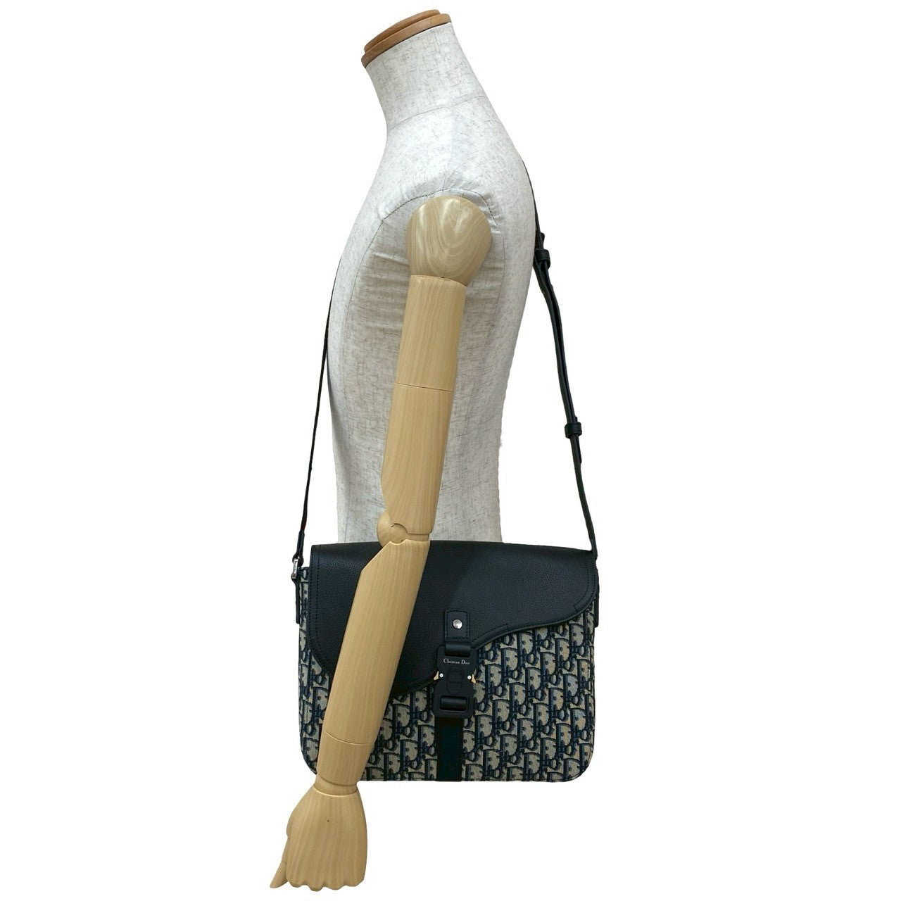 Dior Christian Saddle Oblique Shoulder Bag Leather Canvas