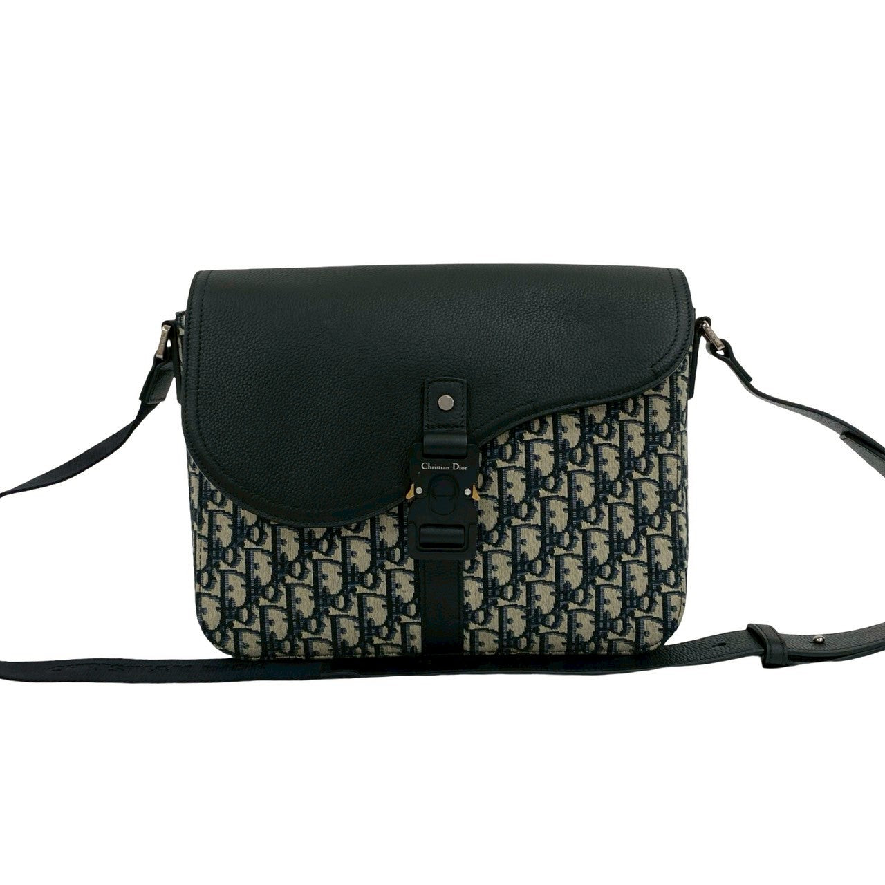 Dior Christian Saddle Oblique Shoulder Bag Leather Canvas