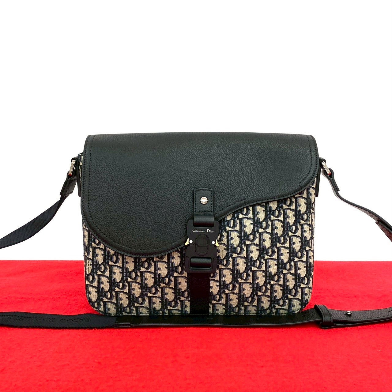 Dior Christian Saddle Oblique Shoulder Bag Leather Canvas