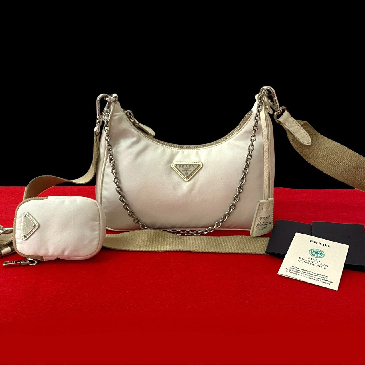 Prada Re Edition 2Way Shoulder Bag Leather Nylon Saffiano
