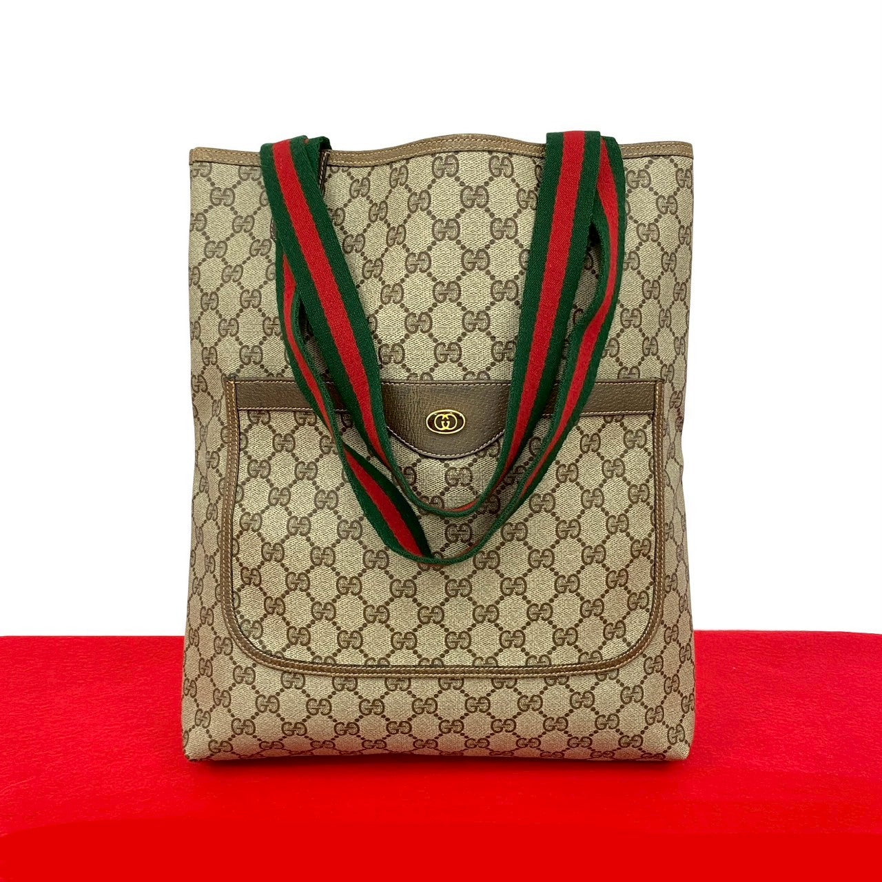Gucci Old Pvc Tote Bag Leather Logo