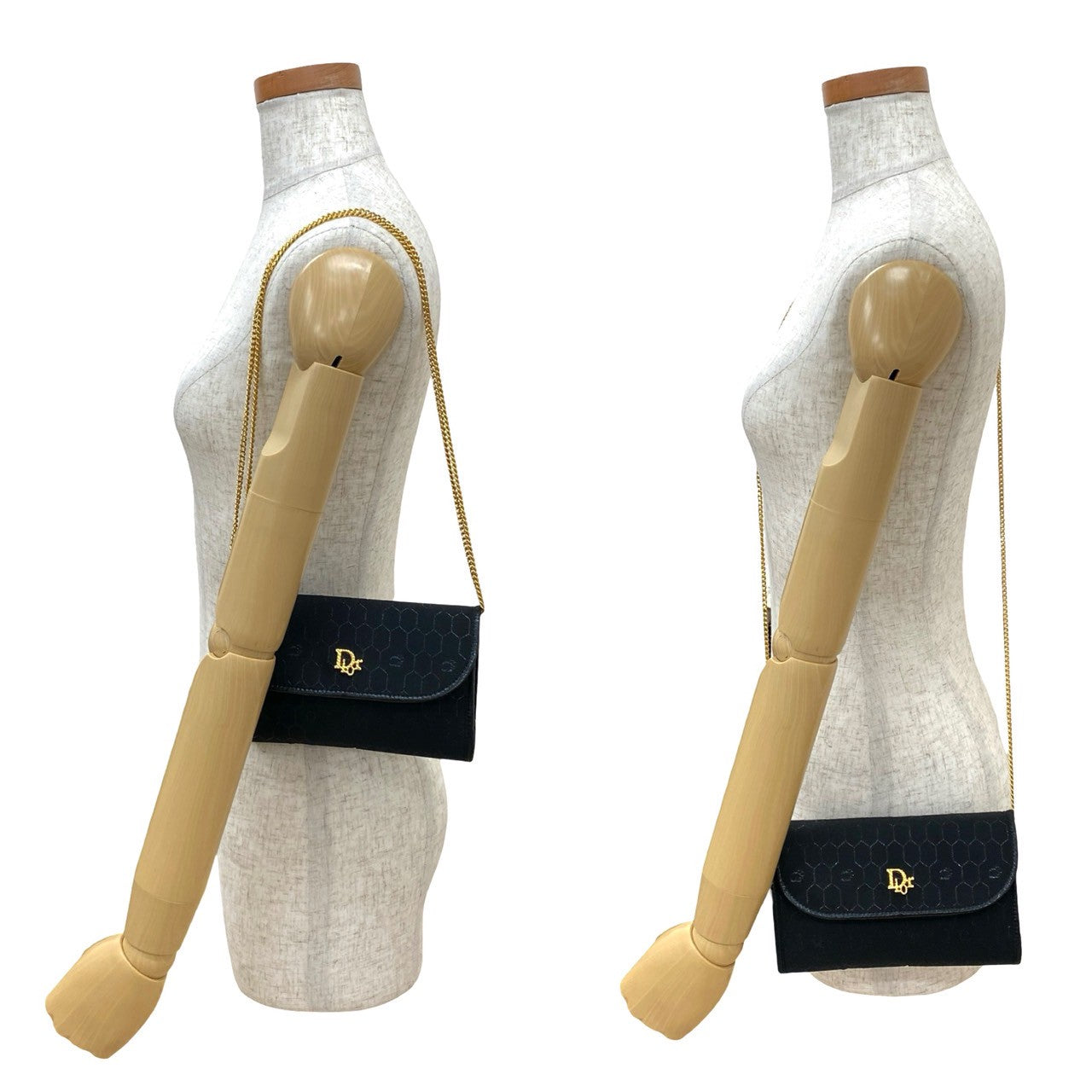 Dior Christian Honeycomb Shoulder Bag Leather Canvas