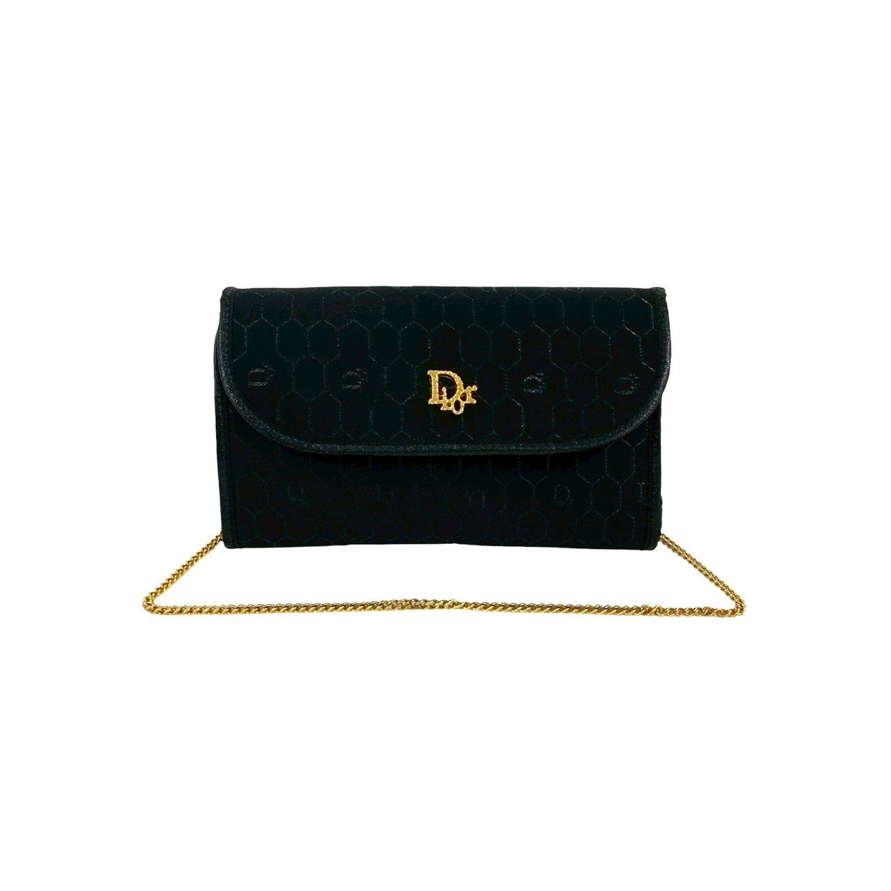 Dior Christian Honeycomb Shoulder Bag Leather Canvas