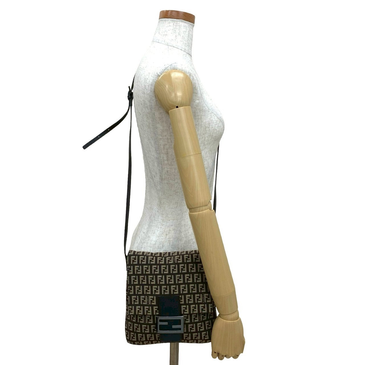 Fendi Zucchino Shoulder Bag Leather Canvas Shoulder Bag 3