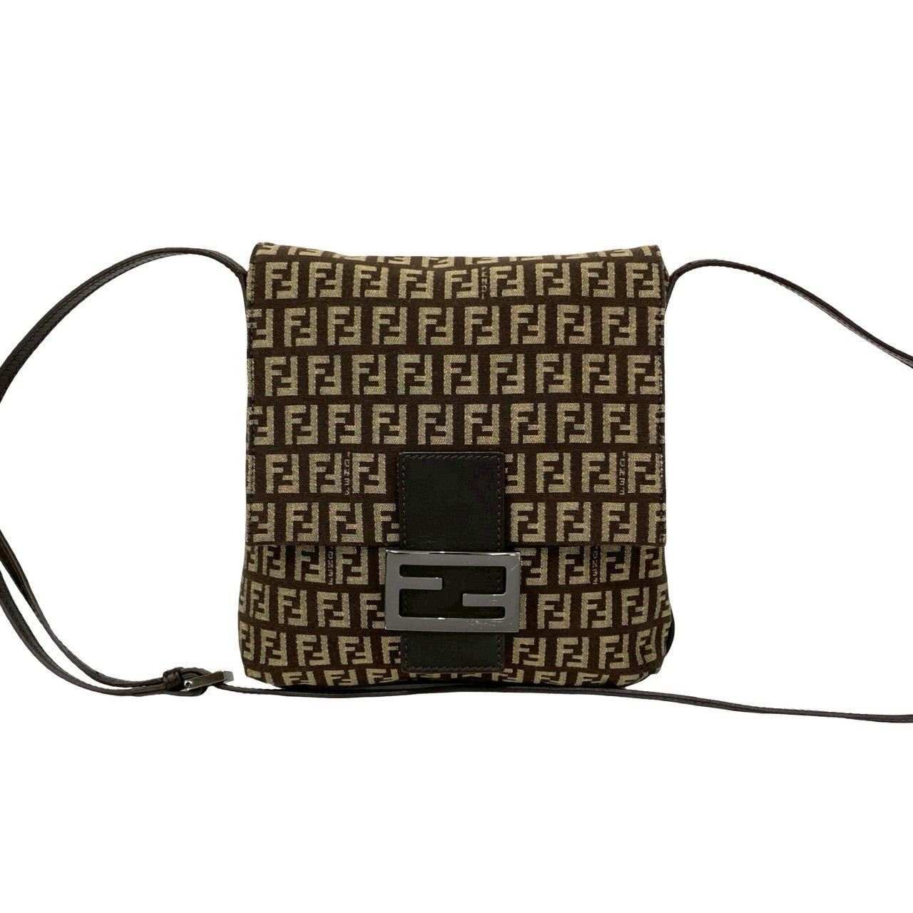Fendi Zucchino Shoulder Bag Leather Canvas Shoulder Bag 3