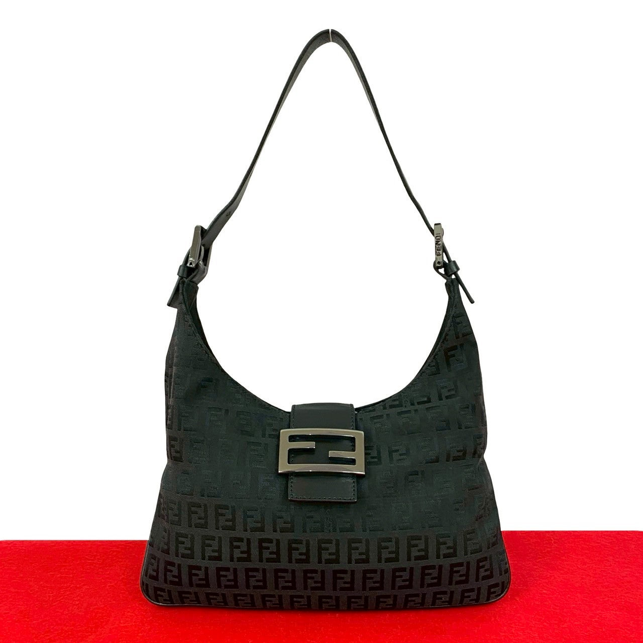 Fendi Zucchino Ff Shoulder Bag Leather Canvas