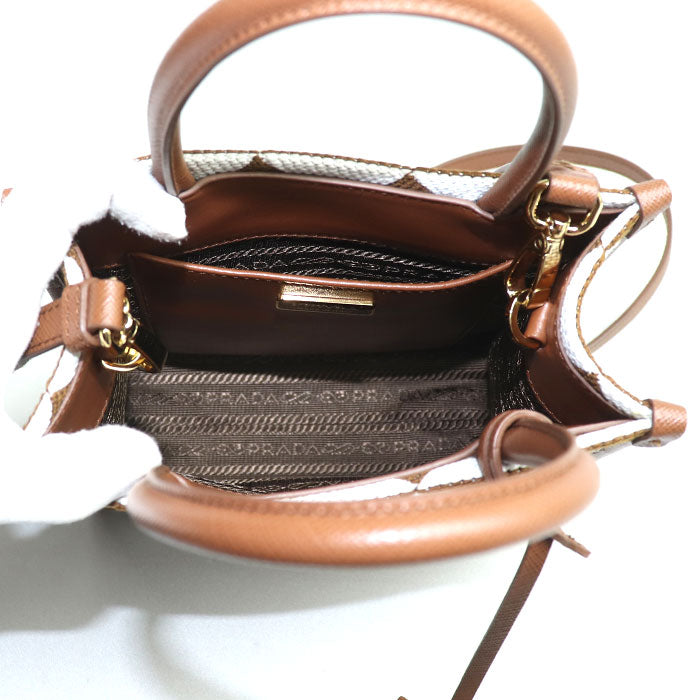 Prada Symbol Fabric 2Way Shoulder Bag Embroidered