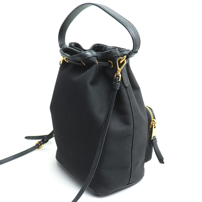 Prada Jacquard 2Way Shoulder Bag Leather Canvas Logo