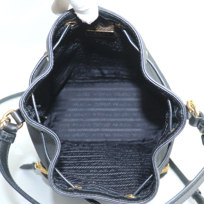 Prada Jacquard 2Way Shoulder Bag Leather Canvas Logo