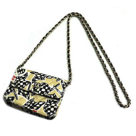 Chanel Checker Flag Canvas Leather Shoulder Bag