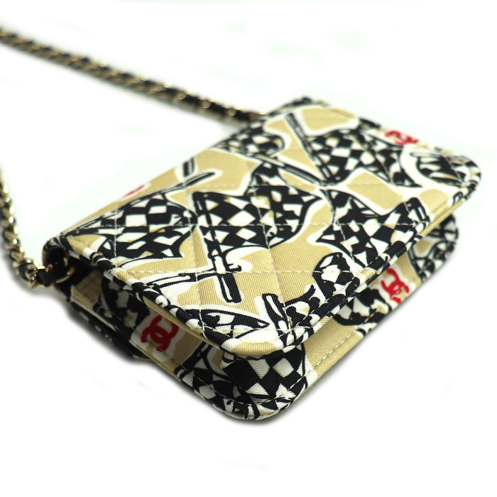 Chanel Checker Flag Canvas Leather Shoulder Bag