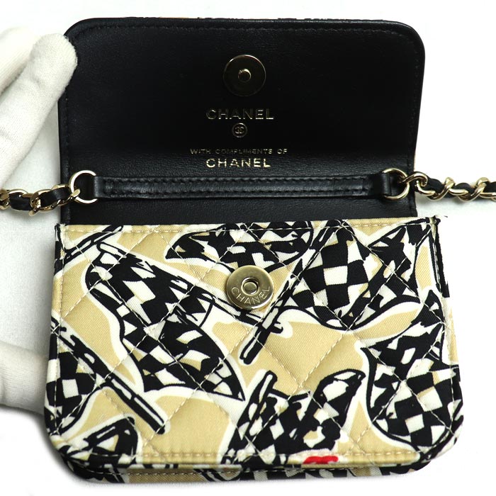 Chanel Checker Flag Canvas Leather Shoulder Bag
