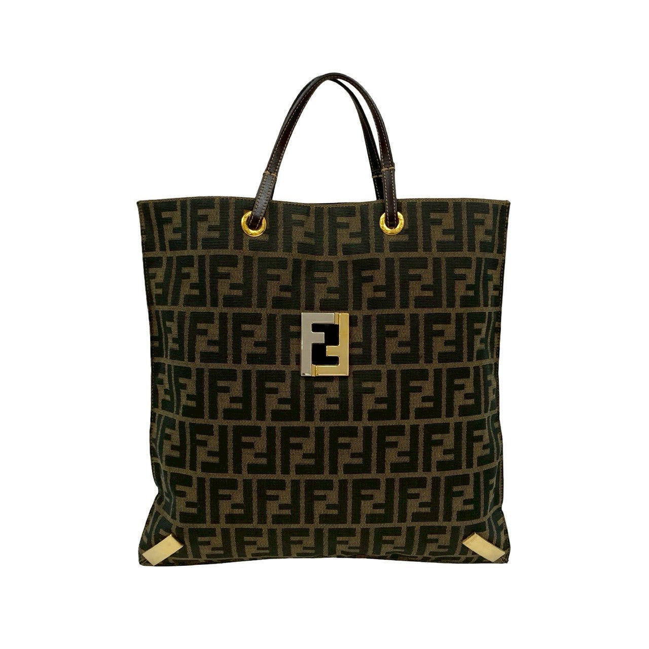 Fendi Zucca Ff Tote Bag Leather Canvas