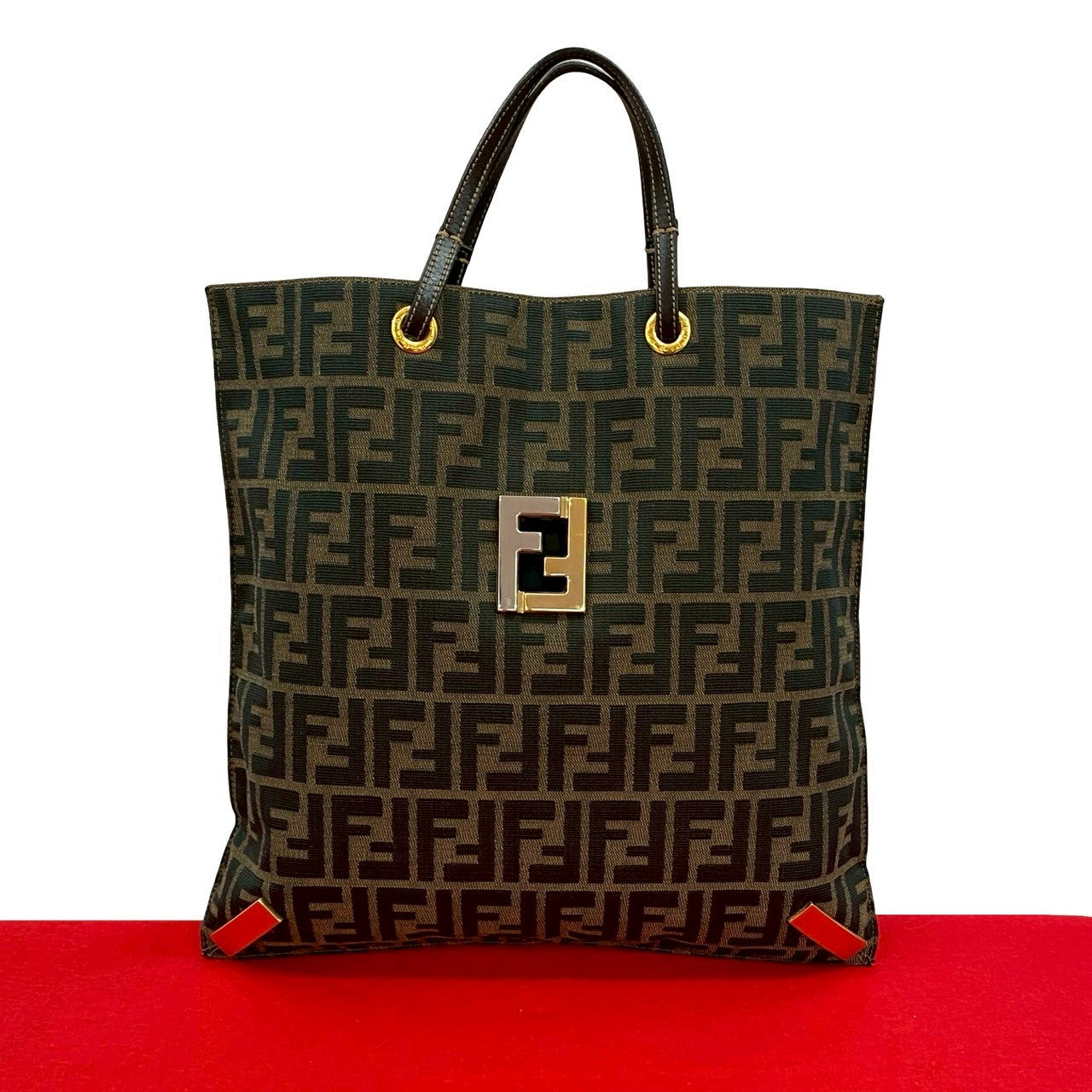 Fendi Zucca Ff Tote Bag Leather Canvas