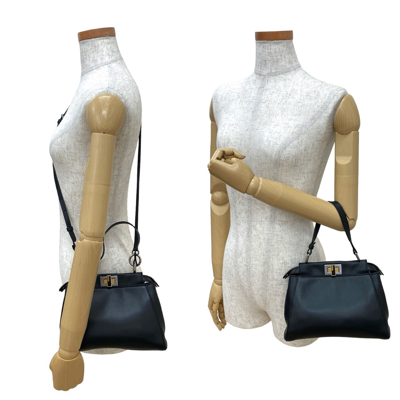 Fendi Peekaboo 2Way Handbag Leather Travel Bag