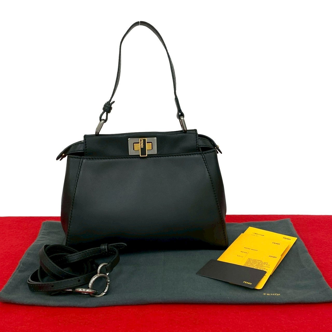 Fendi Peekaboo 2Way Handbag Leather Travel Bag