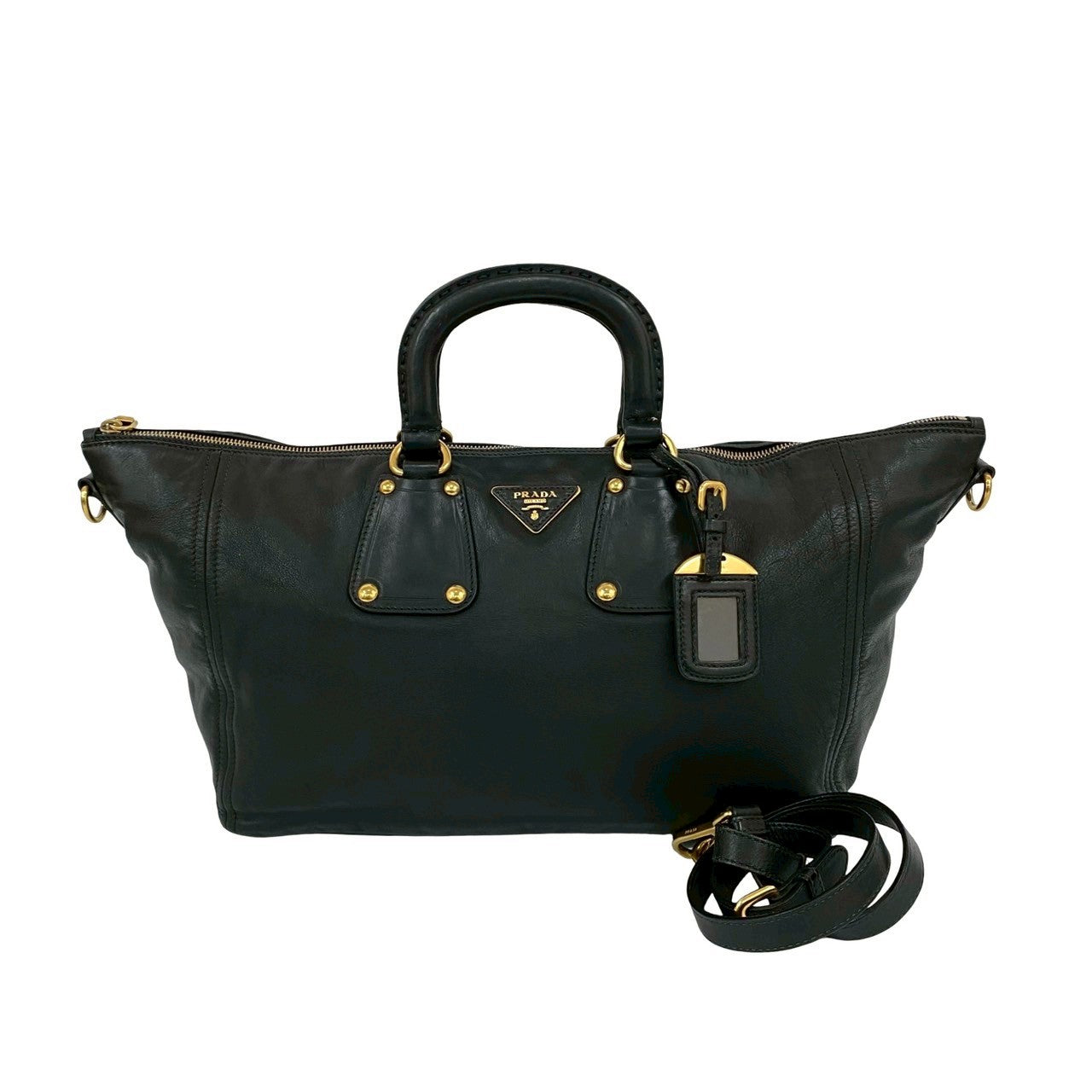 Prada 2Way Handbag Leather Travel Bag 2Way Handbag 6