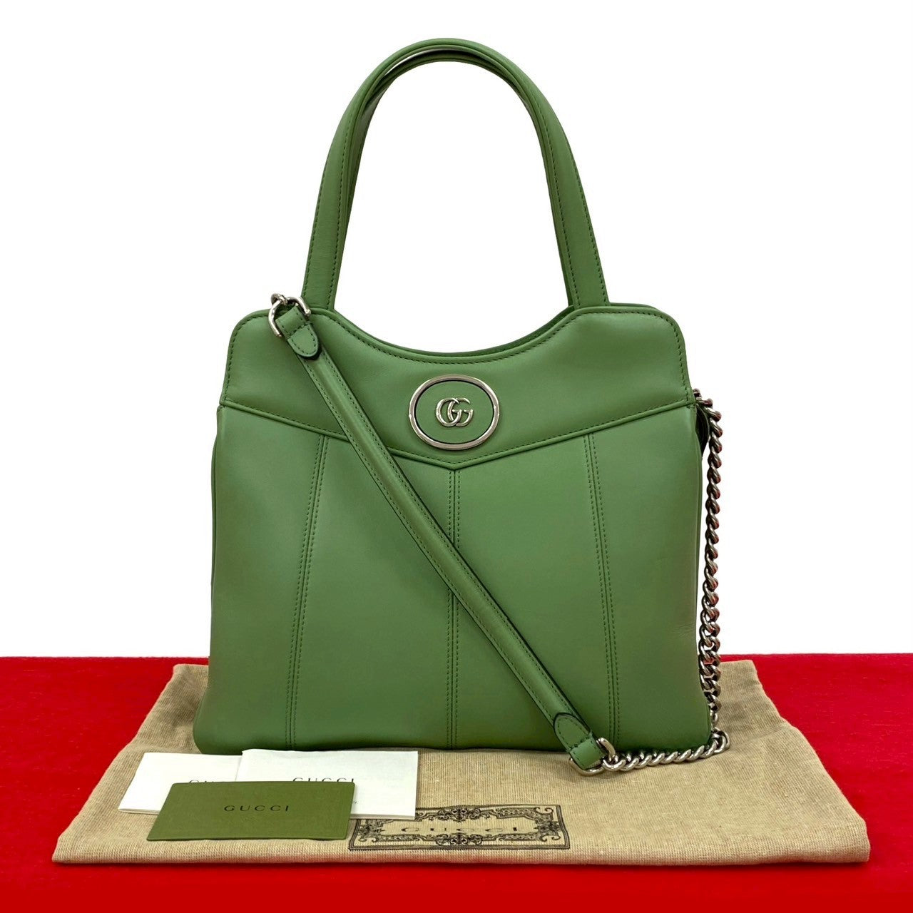 Gucci Petit 2Way Handbag Leather Travel Bag