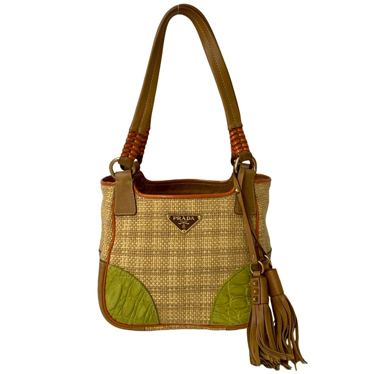 Prada Prada Raffia Leather Handbag Travel Bag
