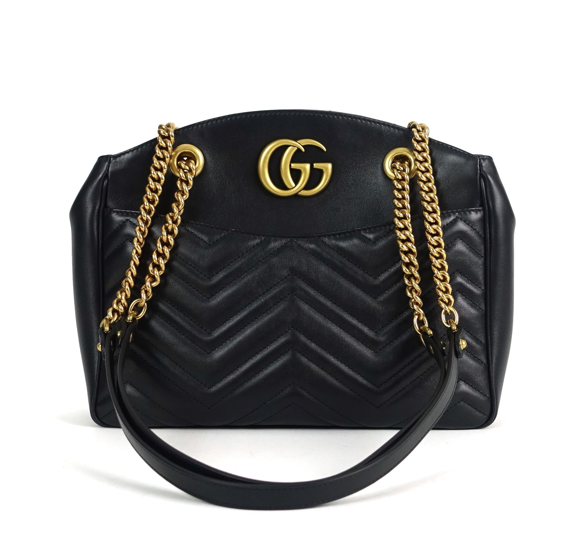 Gucci Marmont Chevron Tote Bag Leather Matelasse Shoulder Bag