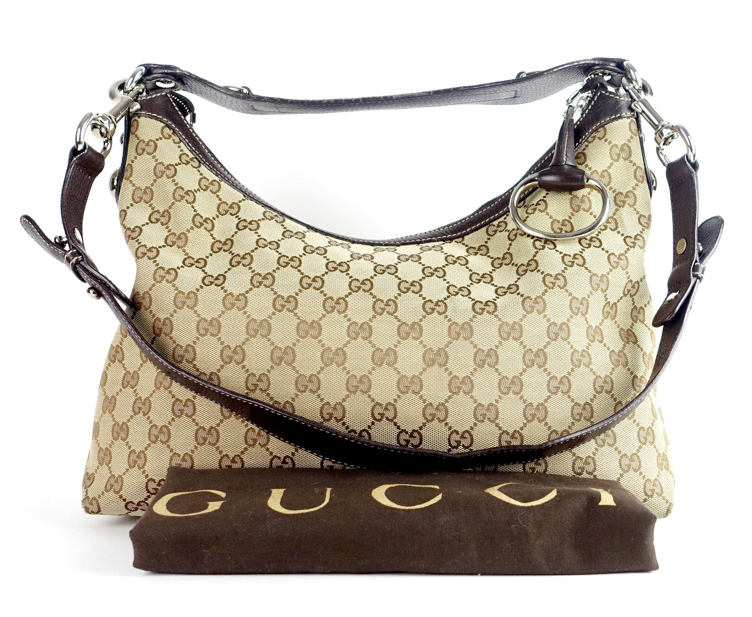 Gucci Hobo Bag Canvas Monogram Travel Bag Hobo Oc273