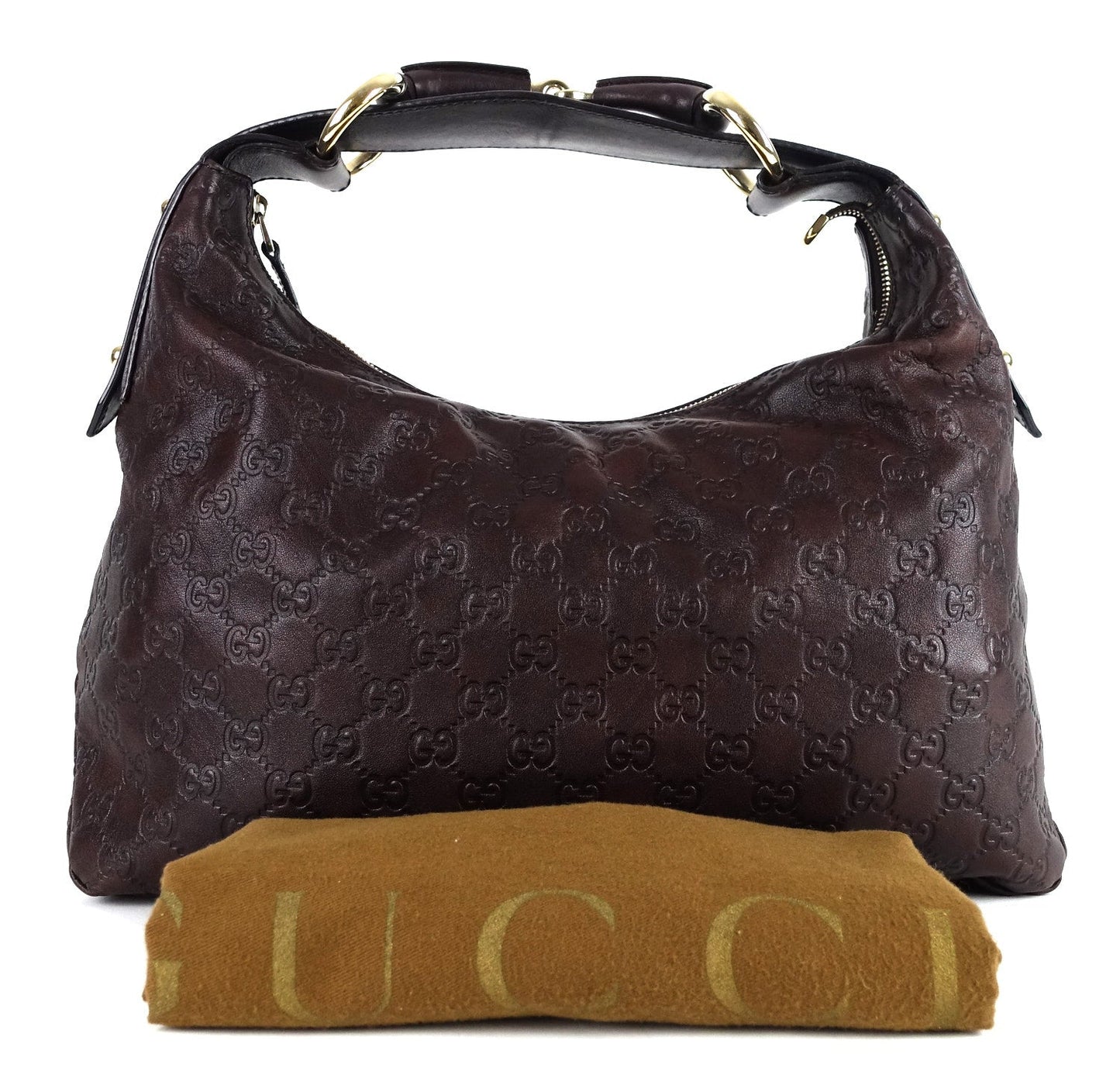 Gucci Horsebit Hobo Bag Leather Monogram Travel Bag