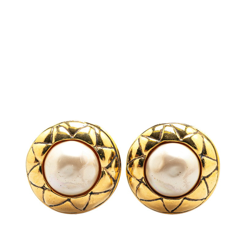 Chanel Gold Plated Faux Pearl Earrings