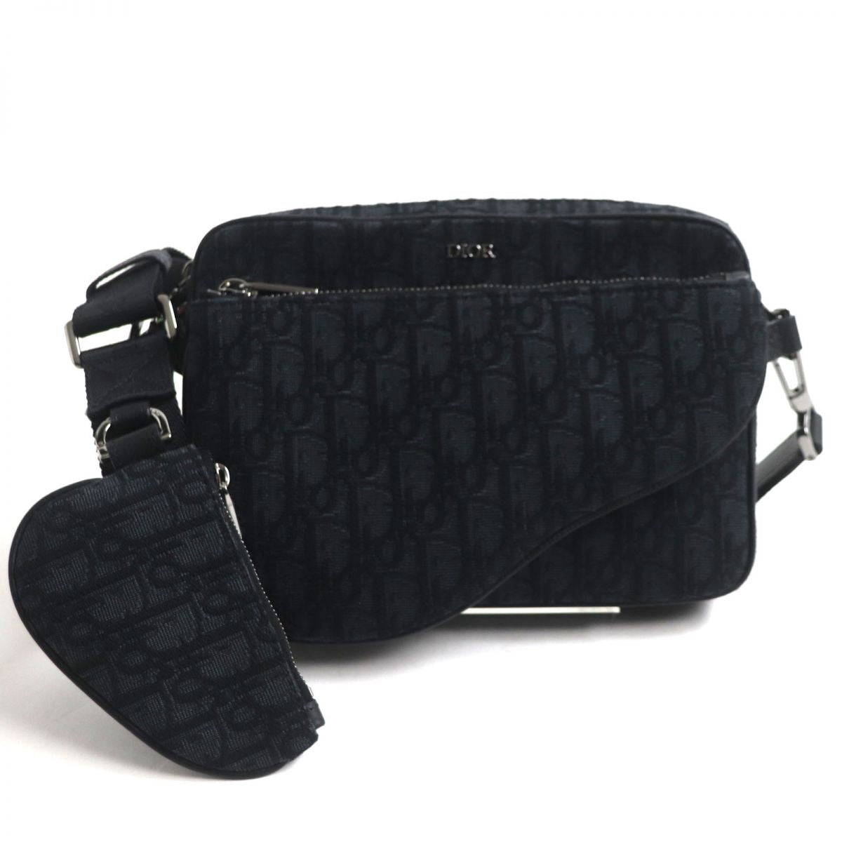 Dior Pouch Mens Handbag Canvas Black Travel Bag