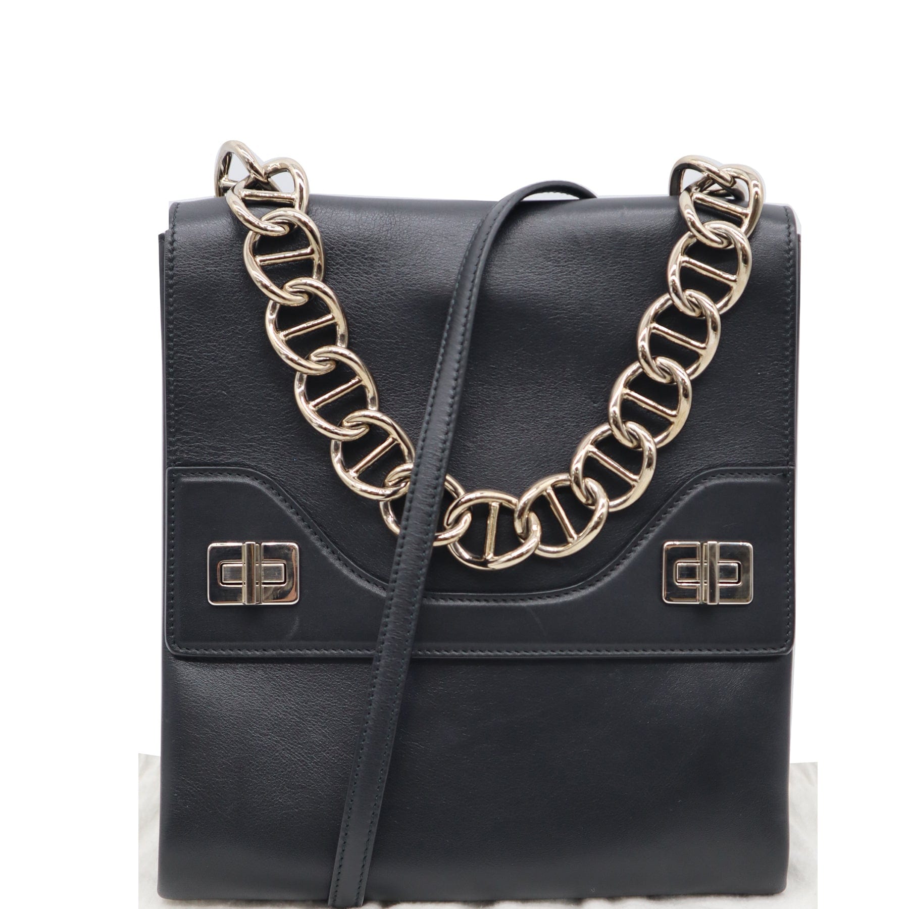 Prada Turn Lock Shoulder Bag Hot Deals Black Flap