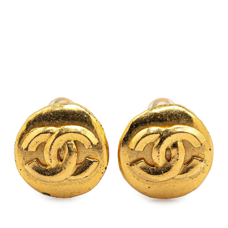 Chanel Gold Plated Coco Mark   Earrings 96P