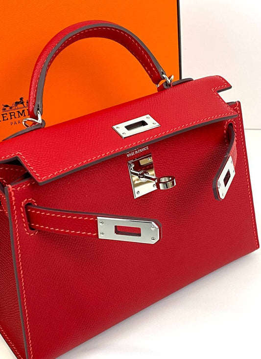 Hermes Luxury Kelly Sellier Bag Epsom Hardware Red Gold Travel Bag