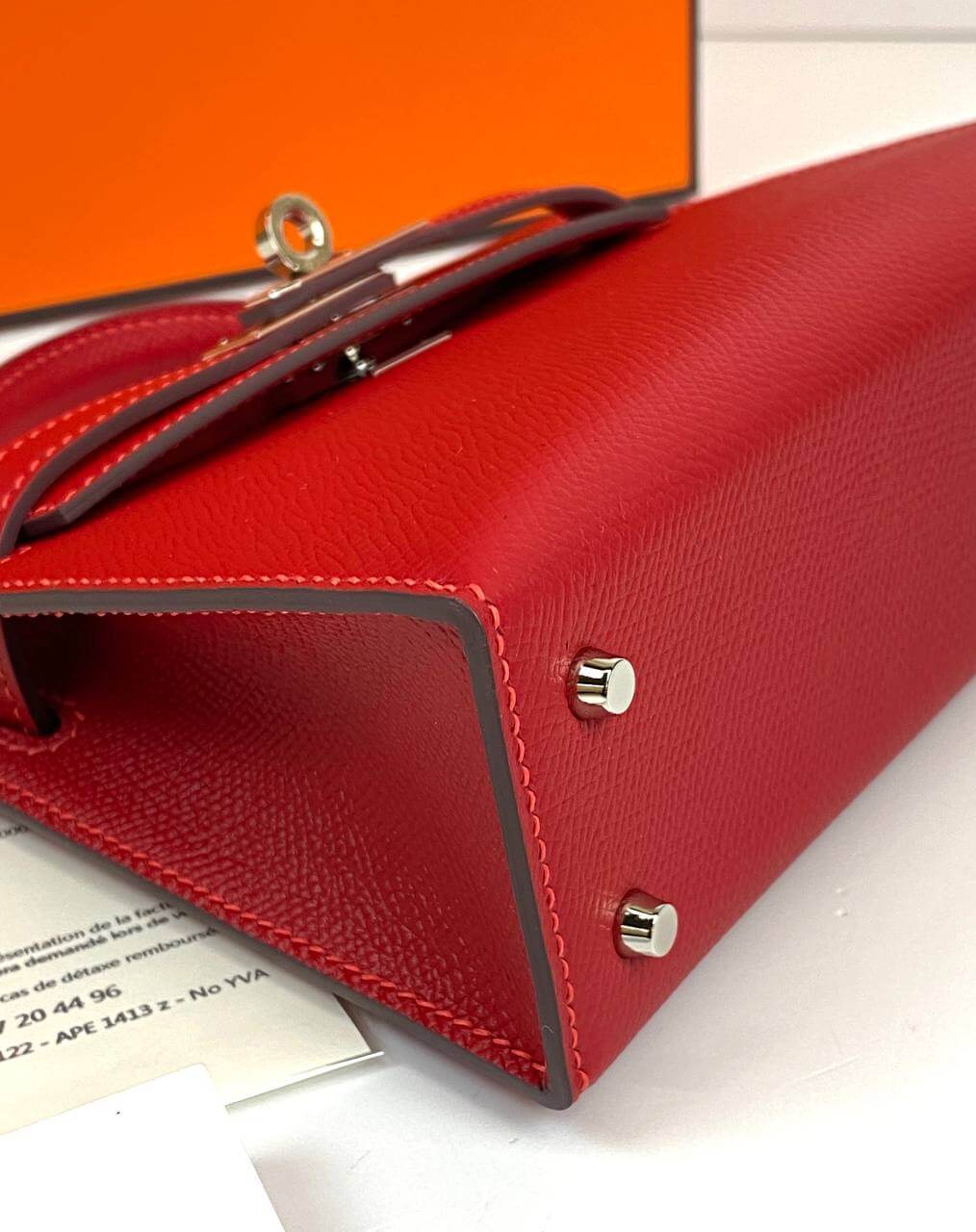 Hermes Luxury Kelly Sellier Bag Epsom Hardware Red Gold Travel Bag