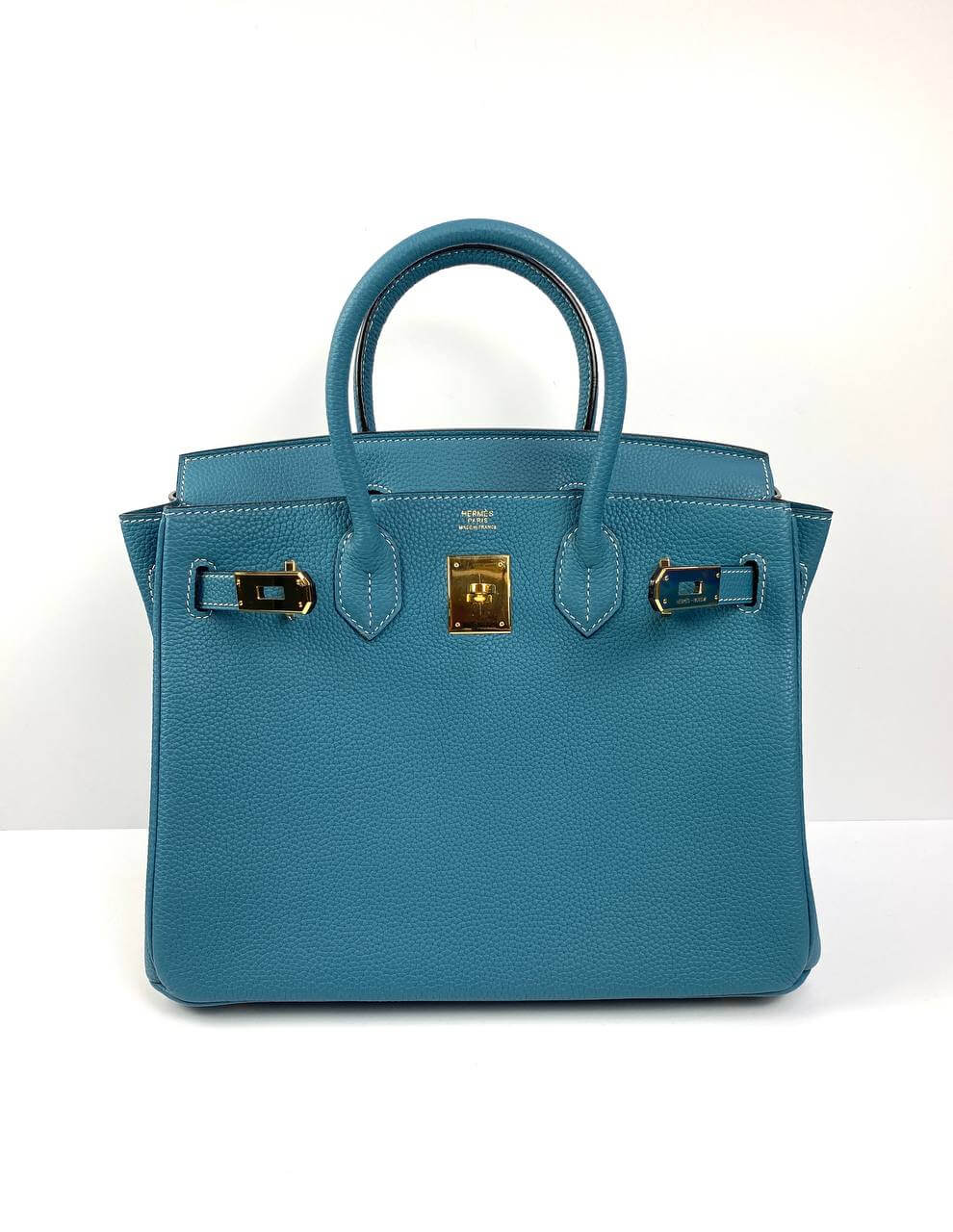 Hermes Luxury Birkin Biscuit Togo Hardware Handbag Leather Blue Travel Bag