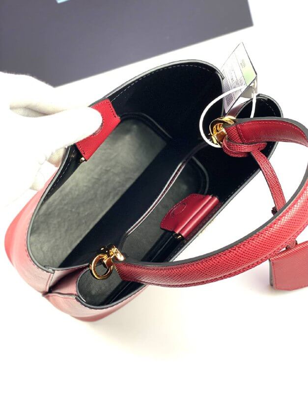 Prada Panier Bag In Leather Saffiano Red Travel Bag