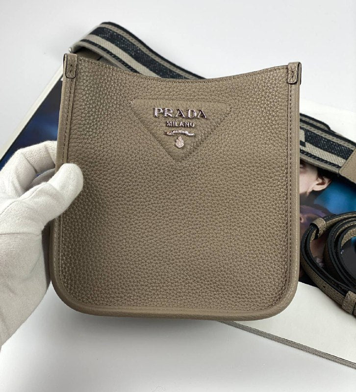Prada Shoulder Bag Clay Leather Gray Mini