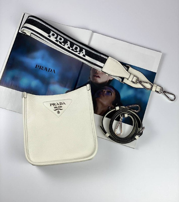 Prada Shoulder Bag Leather White Mini